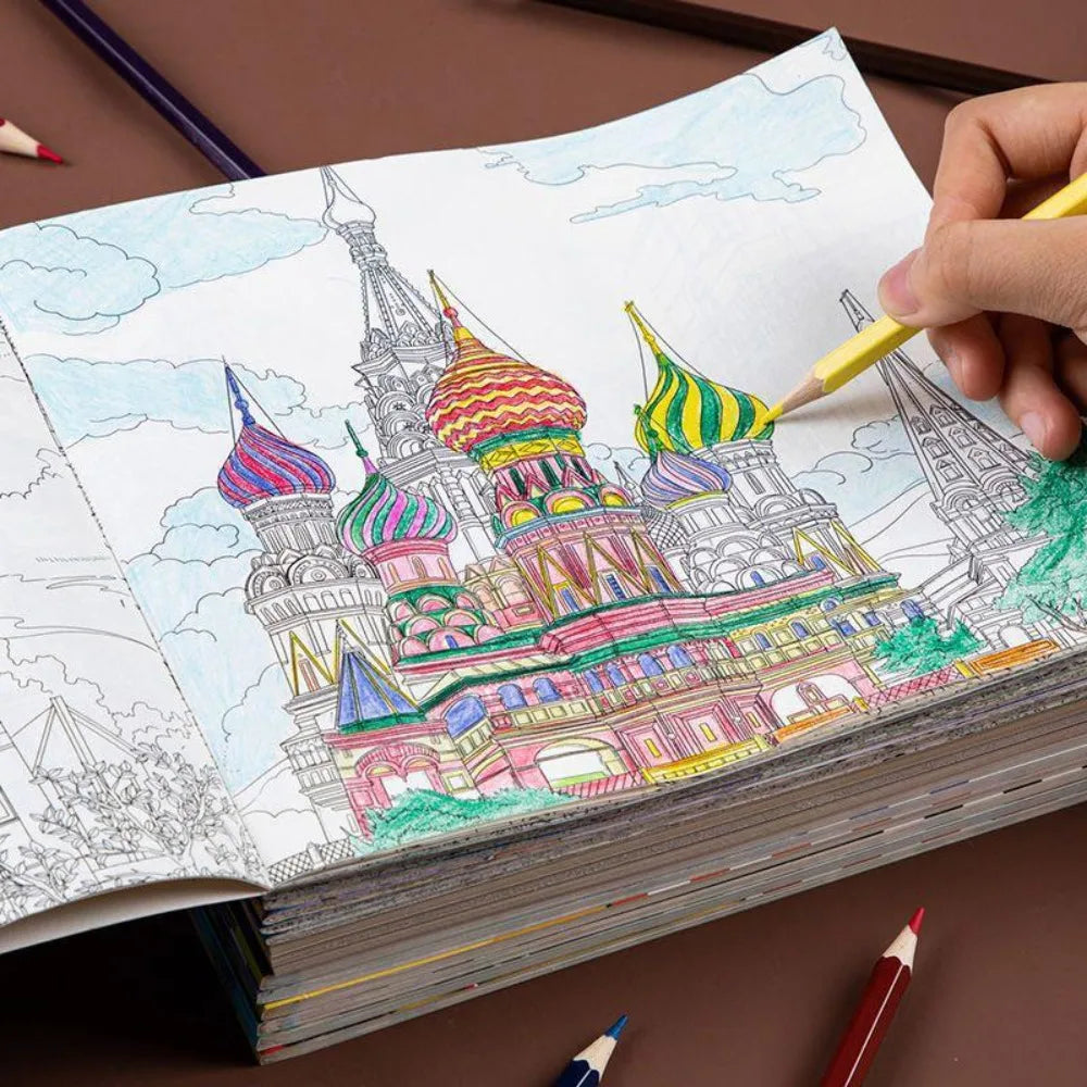 Premium Kids Coloring Pencil Drawing Book (12 Sheets/24 Pages)