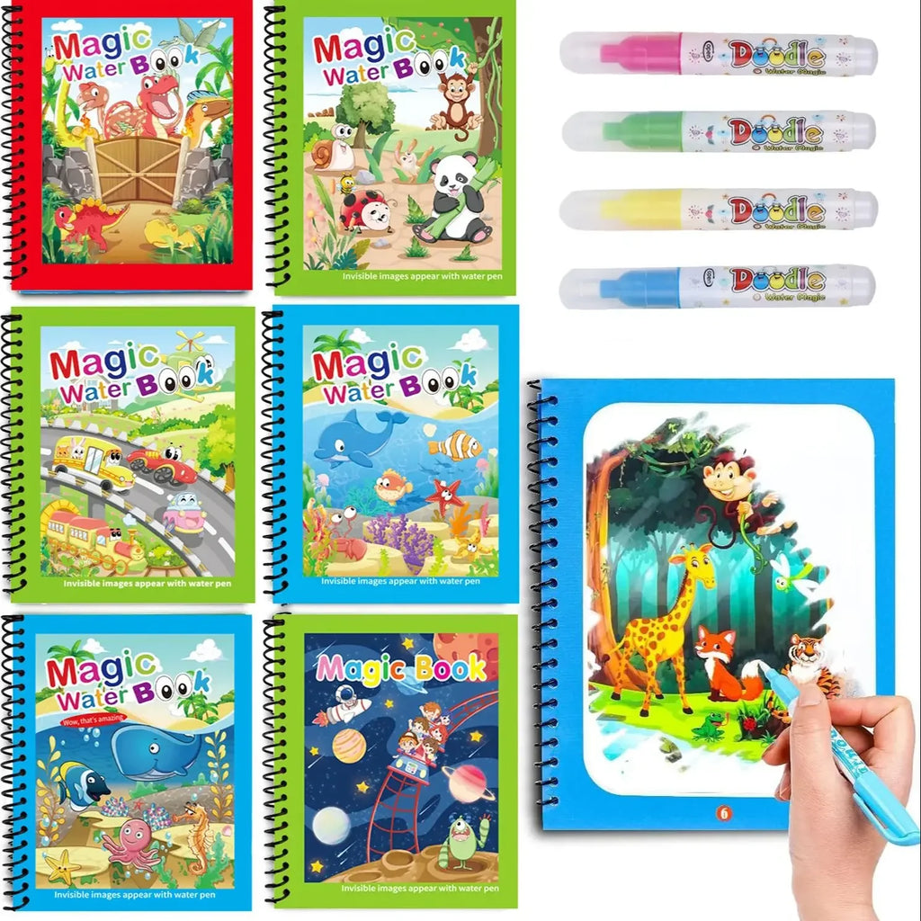 Premium Water Reveal Drawing Book for Kids - Sensory Coloring, Ocean & Dino