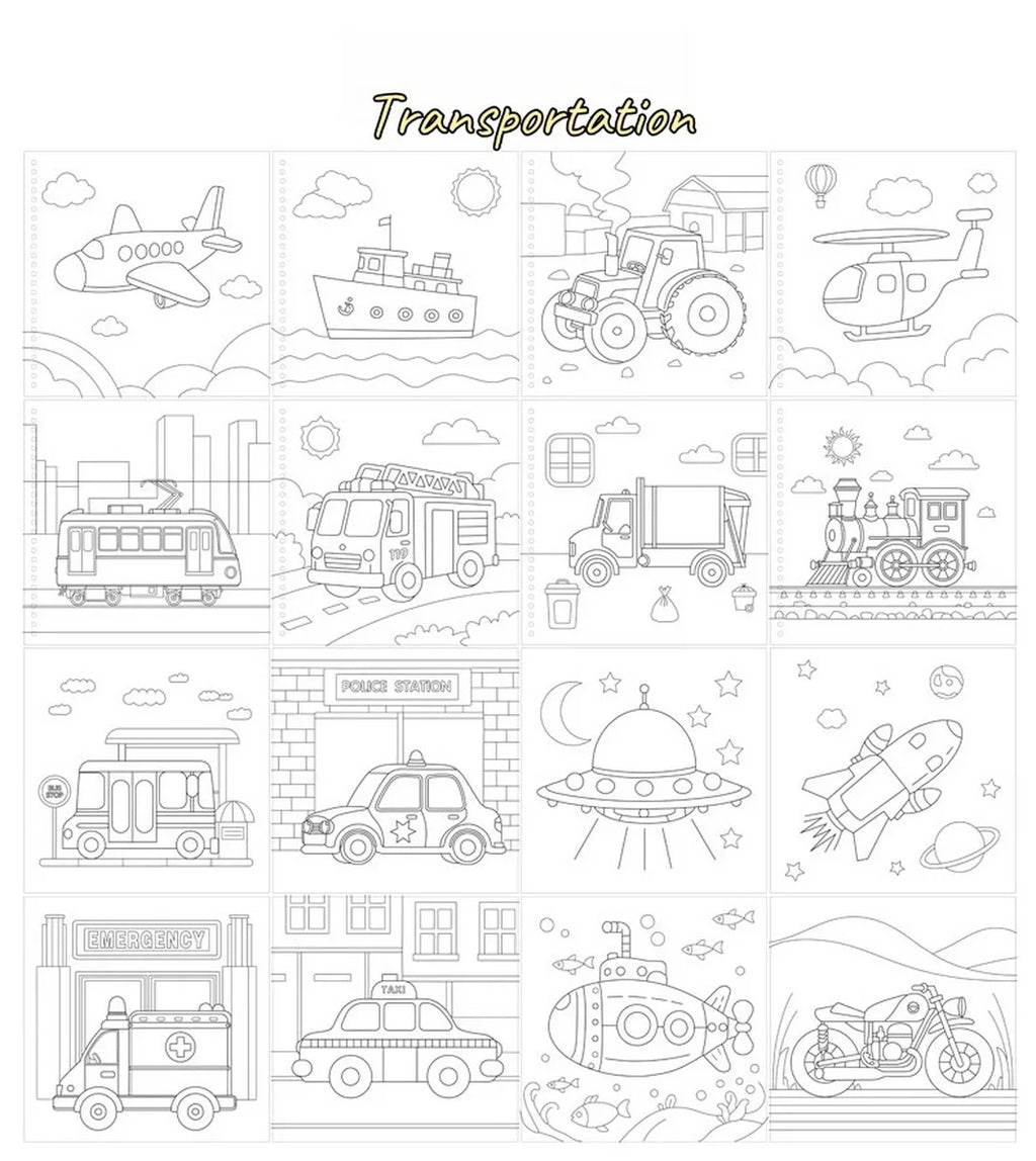 Premium Erasable Cartoon Coloring Book with 6 Pens (Kids)