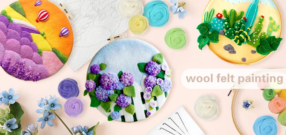 Wool Felting Painting Kit (Scenery, 20x20cm)
