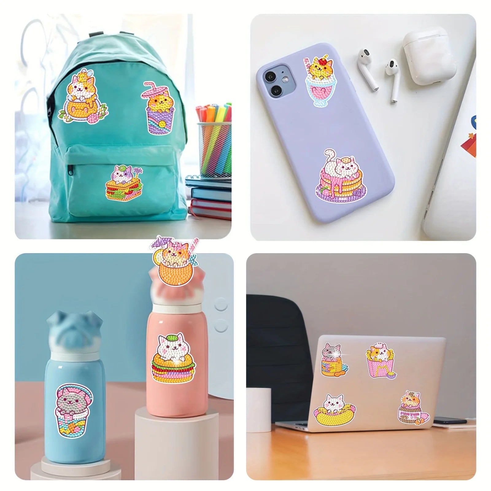 Premium Cat Diamond Painting Sticker Kit - DIY Gem Mosaic Craft, Ages 6+
