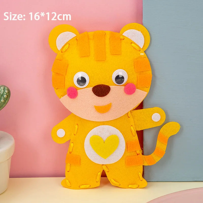 Premium Cartoon Animal Sewing Kit for Kids - DIY Threading Dolls Set, Ages 6+