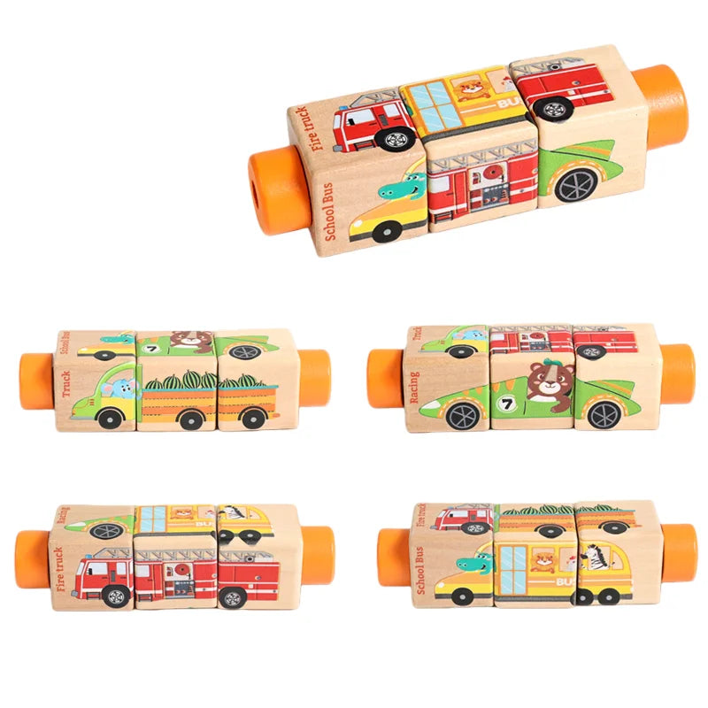 Wooden Logic Stacking Board with Rings & Shapes