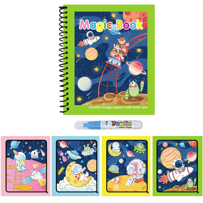 Premium Water Reveal Drawing Book for Kids - Sensory Coloring, Ocean & Dino