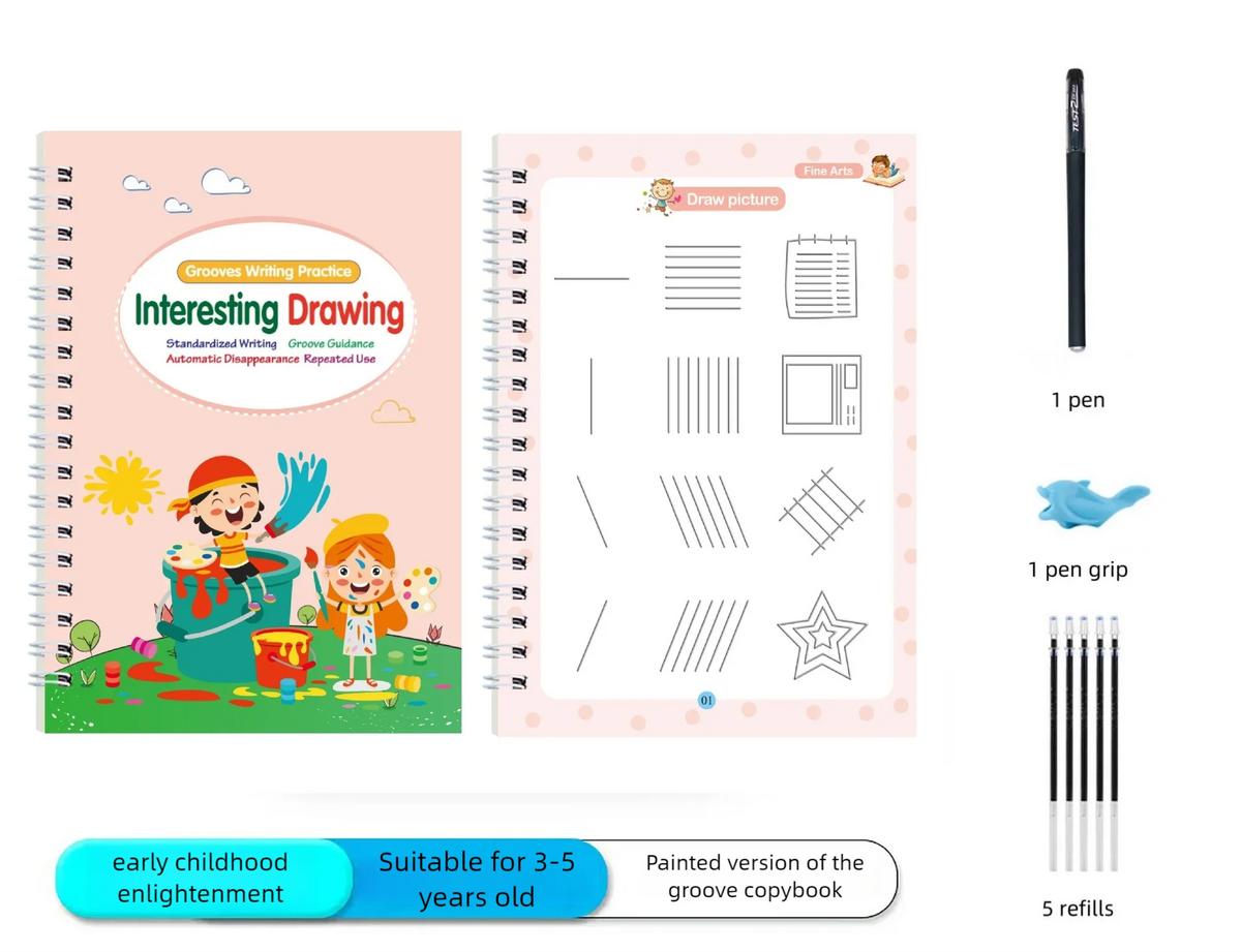 Reusable Magic Copybook Set for Kids Handwriting Practice