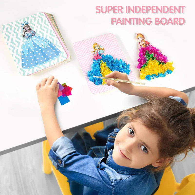 Premium Princess Poke Art Puzzle Board Set - DIY Craft Kit with Pens, Ages 3+