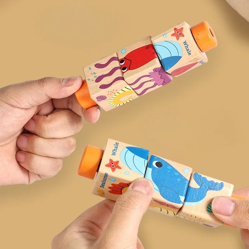 Wooden Logic Stacking Board with Rings & Shapes