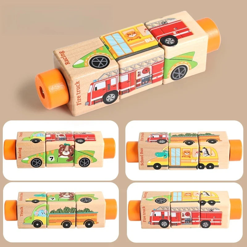 Wooden Logic Stacking Board with Rings & Shapes