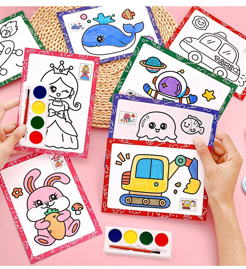 Premium Watercolor Painting Set for Kids Educational Coloring Kit with Brushes P