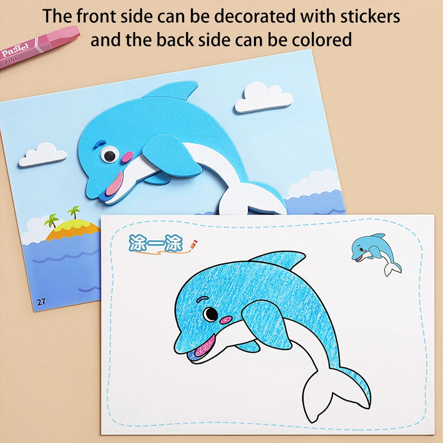 Premium 6pcs/set 3D EVA Foam Sticker DIY Cartoon Princess Animal Puzzle for Chil