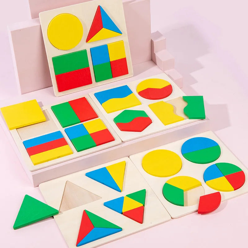 Wooden Montessori Shape Matching Puzzle Board for Kids