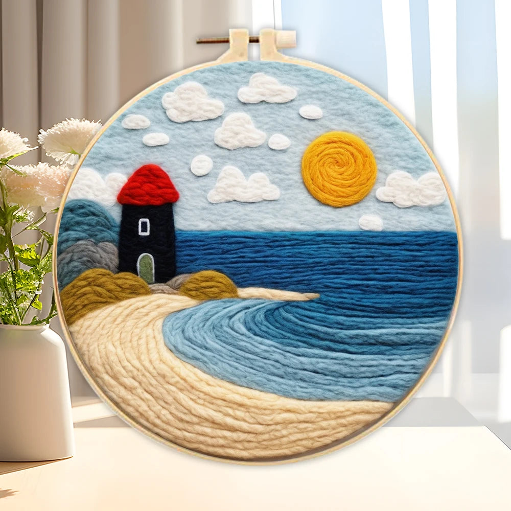 Wool Felting Painting Kit (Scenery, 20x20cm)