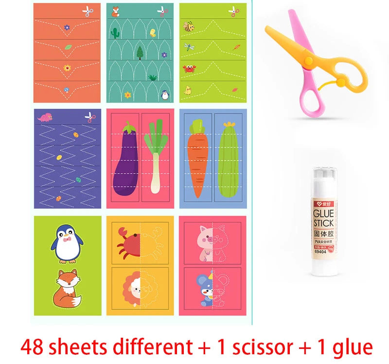 Premium 49-91pcs Learn Scissor Skills Cut Paper Craft Toys Safety Scissors Presc