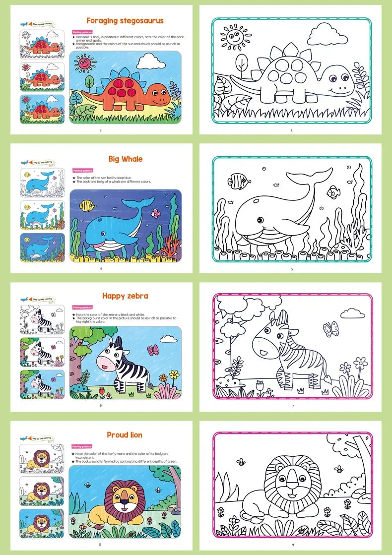 Cartoon Animal Coloring & Drawing Book for Kids