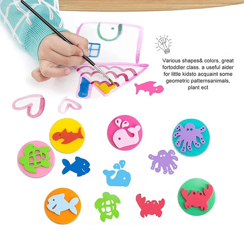DIY Various Shape Art Painting Sponges EVA Foam Paint Stamper Drawing Kids
