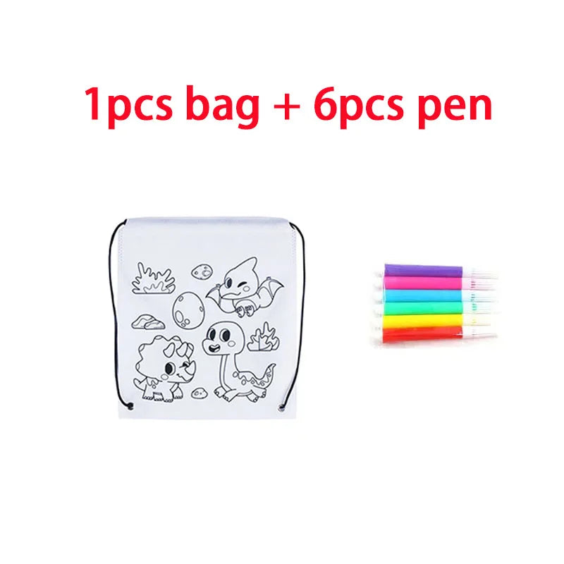 Premium Freely Graffiti Drawstring Bag Kids DIY Color Filling Drawing Toys Carto
