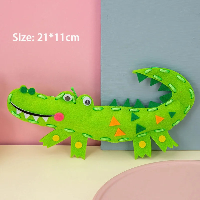 Premium Cartoon Animal Sewing Kit for Kids - DIY Threading Dolls Set, Ages 6+