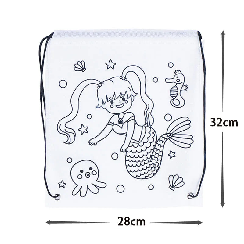 Premium Freely Graffiti Drawstring Bag Kids DIY Color Filling Drawing Toys Carto