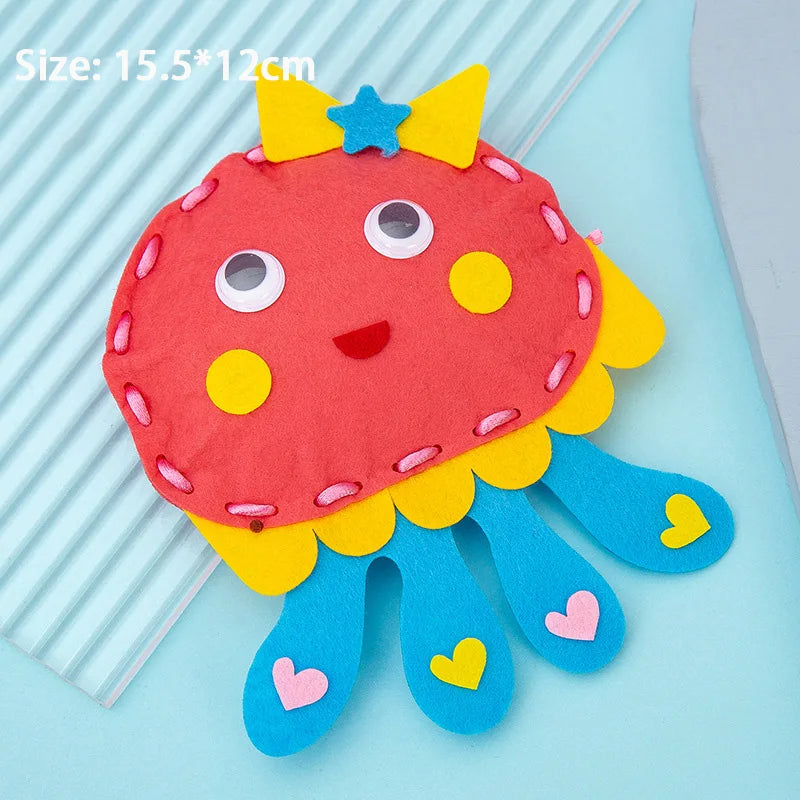 Premium Cartoon Animal Sewing Kit for Kids - DIY Threading Dolls Set, Ages 6+