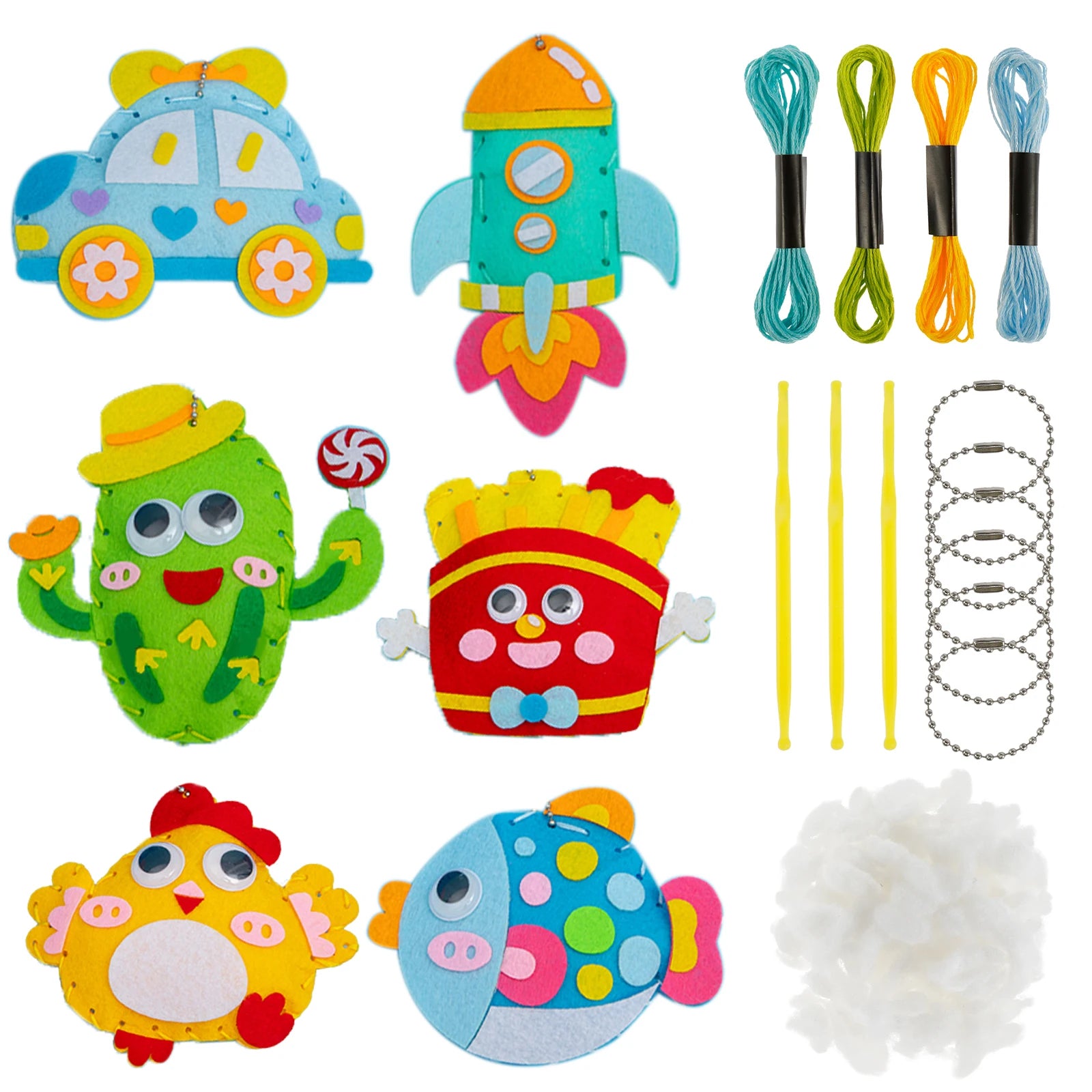 Kids Felt Animal Sewing Kit (6 PCS) Beginner Craft Set