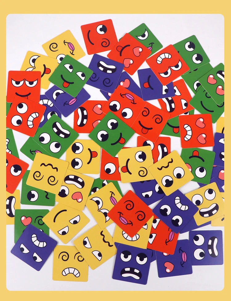 Premium Kids Face Change Expression Puzzle Building Blocks Montessori Cube Table