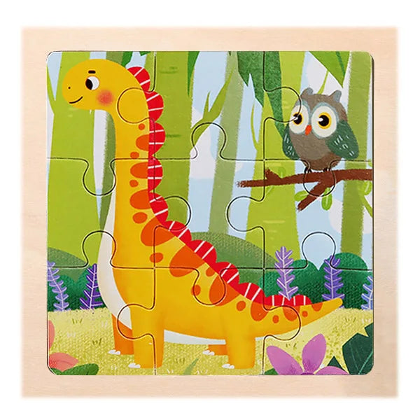 Wooden Dinosaur & Vehicle 3D Puzzle Set for Kids