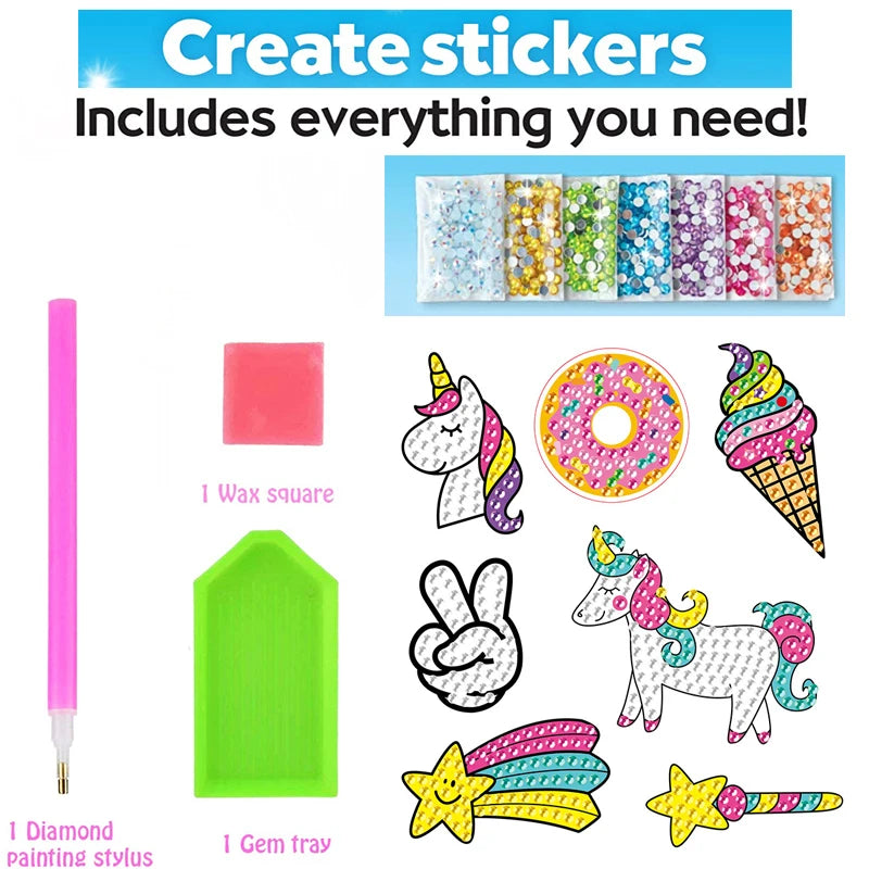 Premium 12 Create Big Gem Diamond Painting Sticker Kit Art Craft Girls Boys Unic