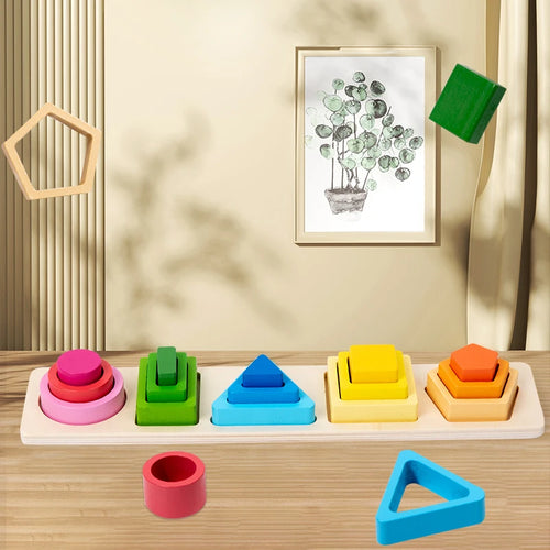 Geometric Shape Cognition Puzzle Board (Wooden Montessori)
