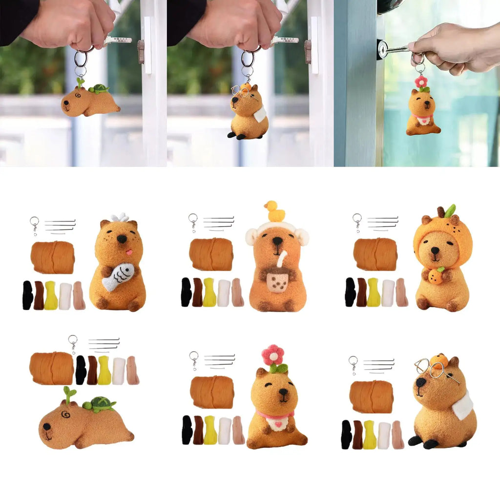 DIY Capybara Wool Felting Kit with Tools
