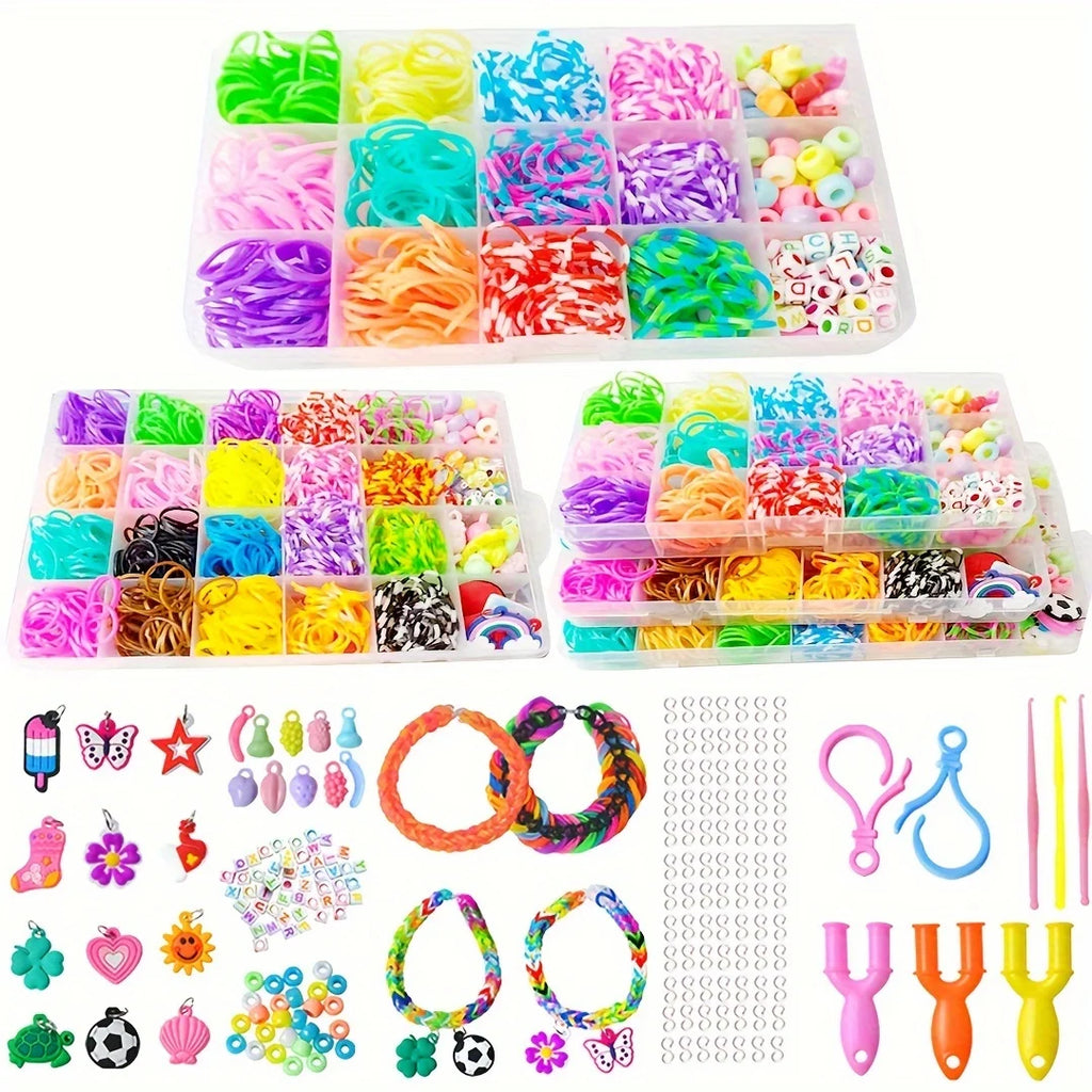 Premium Rainbow Loom Bands Bracelet Kit - DIY Weaving Craft Set, Ages 7+