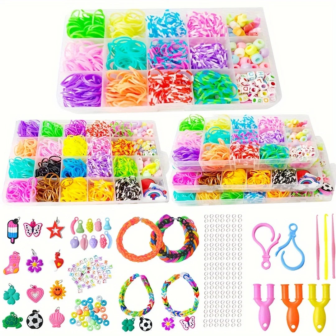 Premium Rainbow Loom Bands Bracelet Kit - DIY Weaving Craft Set, Ages 7+