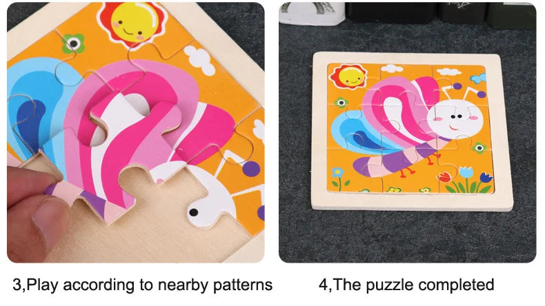 Wooden Dinosaur & Vehicle 3D Puzzle Set for Kids