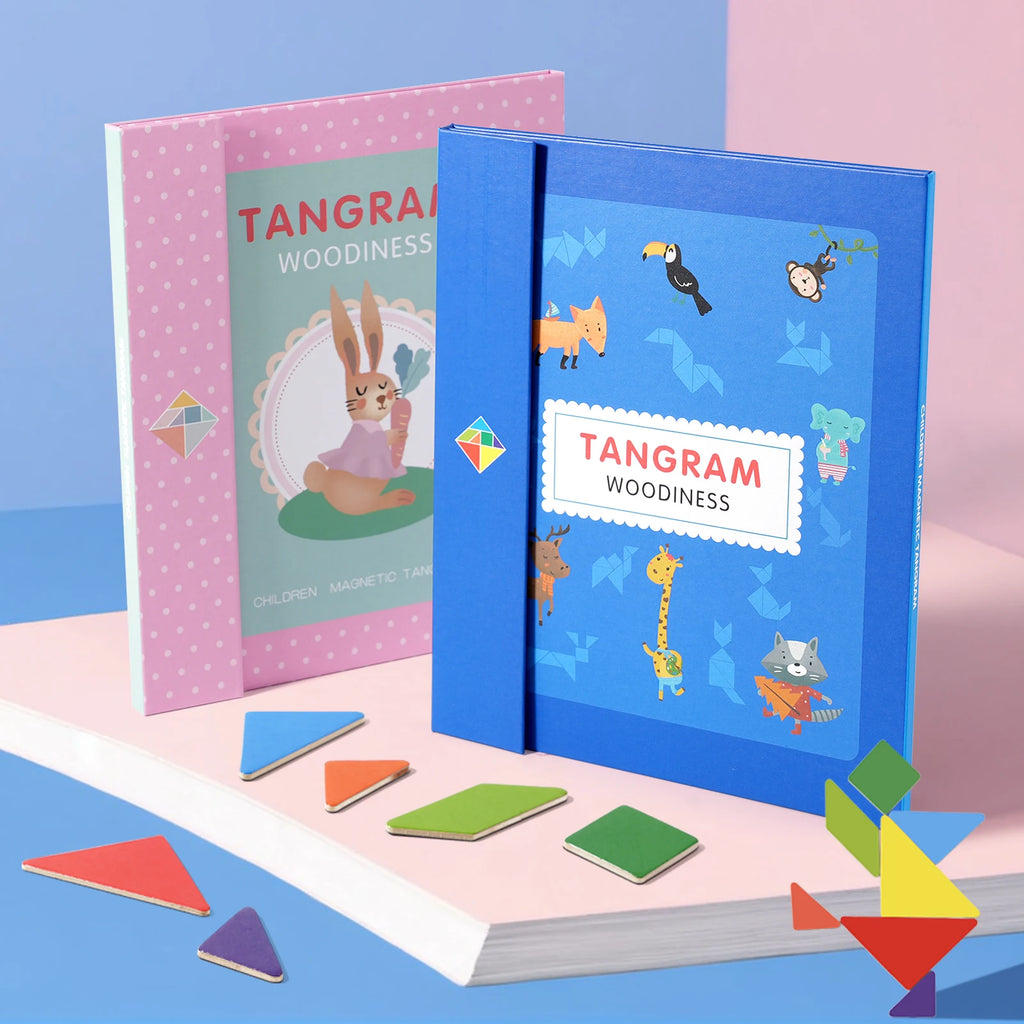 Premium Magnetic Wooden Tangram Block Puzzle Game for Kids - Montessori Educatio