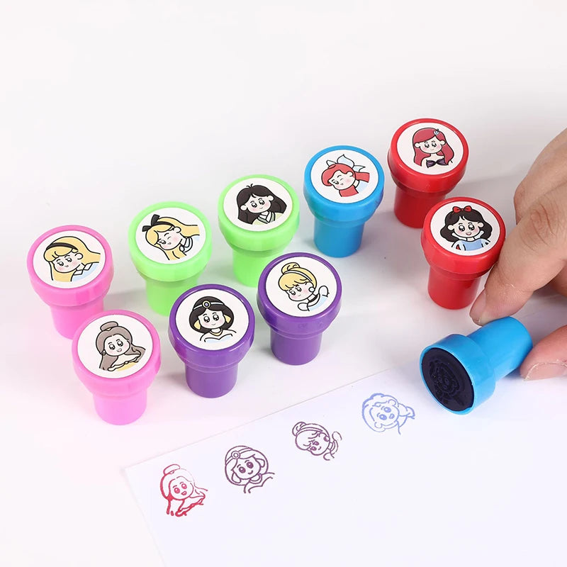 10Pcs Assorted Stamps for Kids Self-Ink Stamps with Princess Zoo Animal Dinosaur