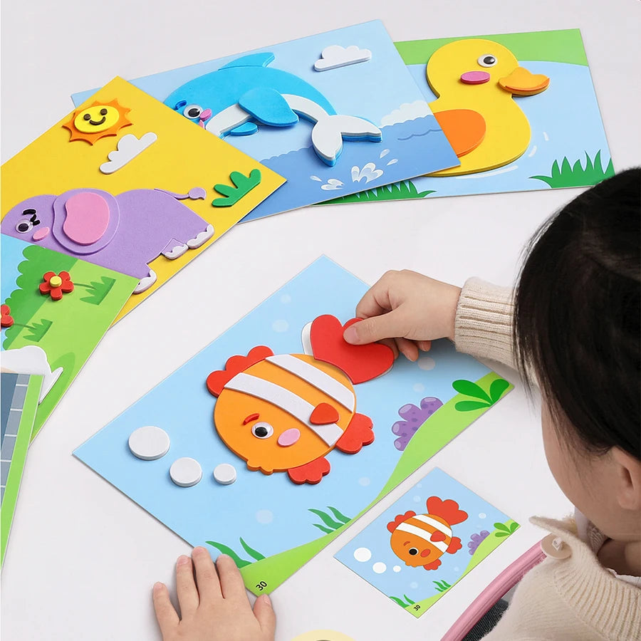 Premium 6pcs/set 3D EVA Foam Sticker DIY Cartoon Princess Animal Puzzle for Chil