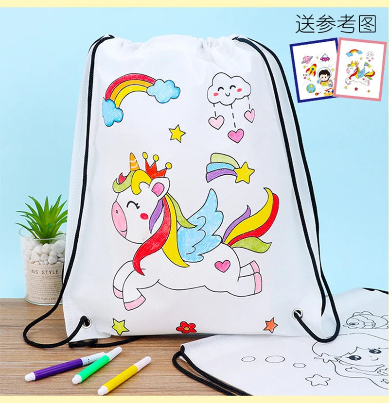 Premium Children Handmade DIY Environmental Protection Graffiti Non-woven Bags