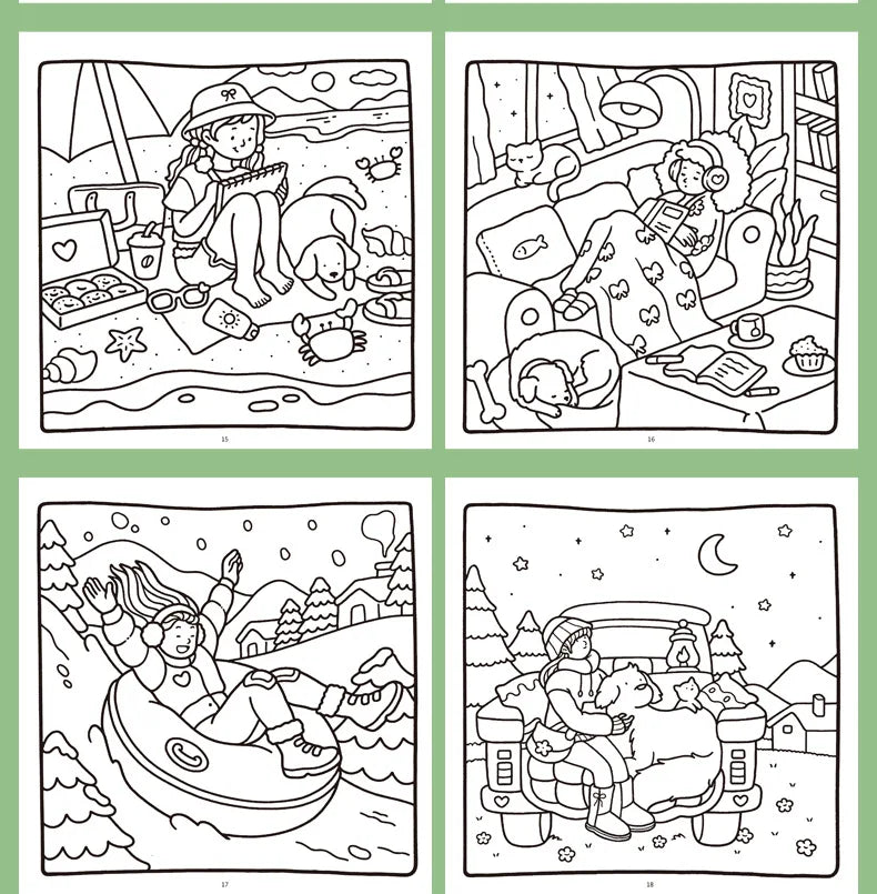 Premium Cozy Friends Coloring Book for Kids - Cute & Comfy Art Pages, Ages 6+