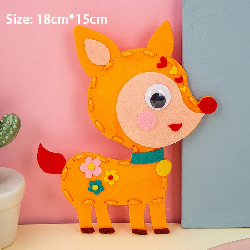 Premium Cartoon Animal Sewing Kit for Kids - DIY Threading Dolls Set, Ages 6+