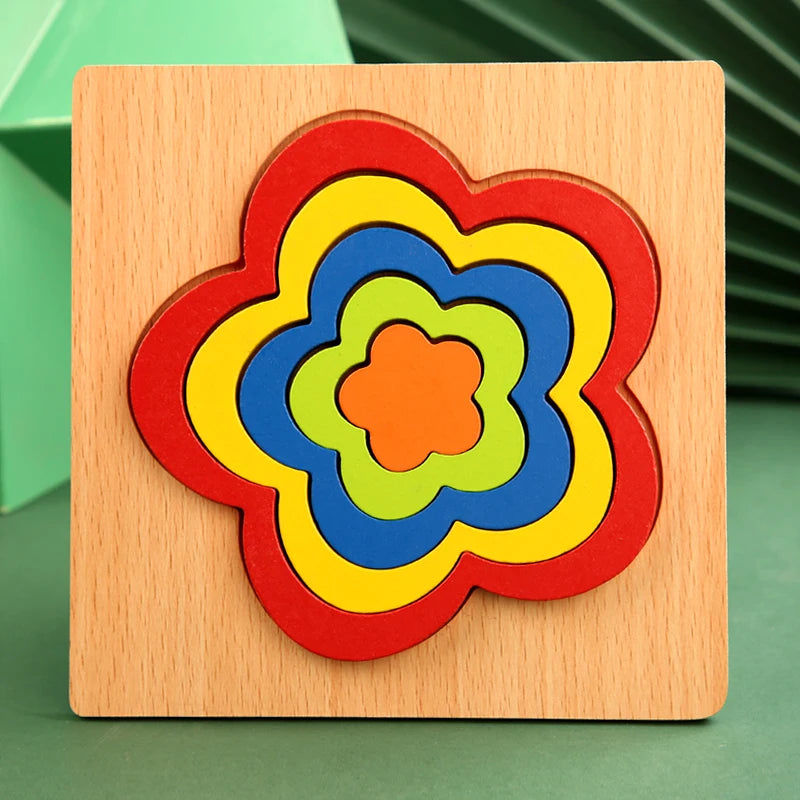 Wooden Color-Matching Sticks Puzzle (Rainbow Montessori)