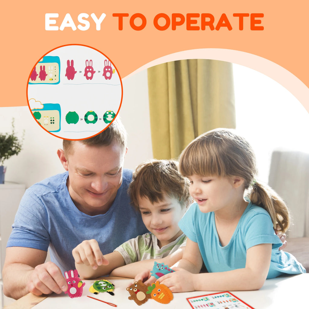 Kids Felt Animal Sewing Kit (6 PCS) Beginner Craft Set