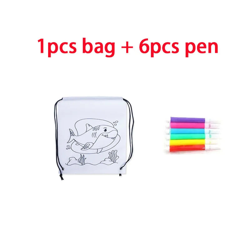 Premium Freely Graffiti Drawstring Bag Kids DIY Color Filling Drawing Toys Carto