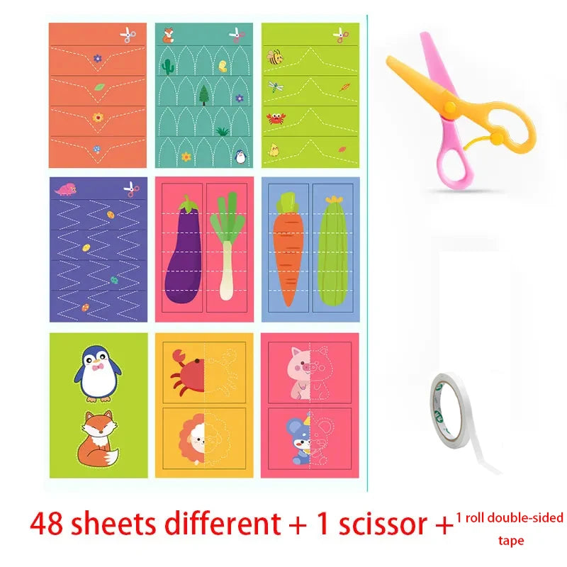Premium 49-91pcs Learn Scissor Skills Cut Paper Craft Toys Safety Scissors Presc