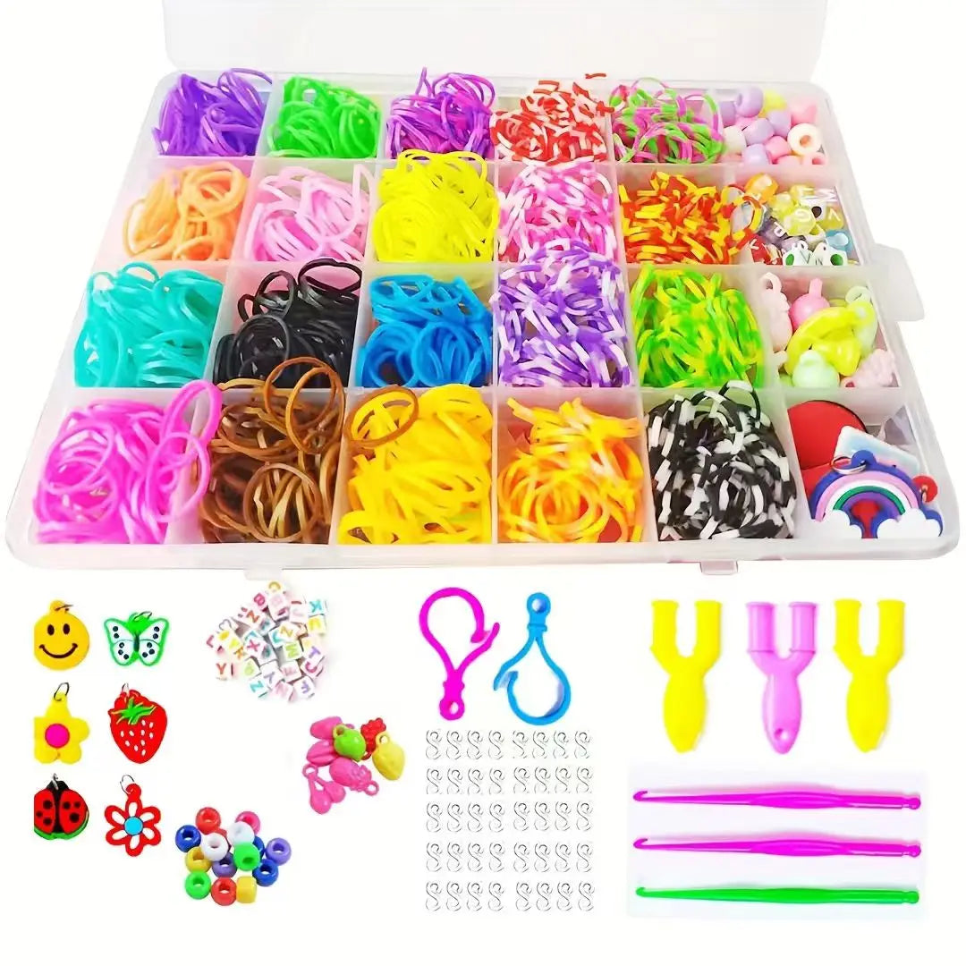 Premium Rainbow Loom Bands Bracelet Kit - DIY Weaving Craft Set, Ages 7+