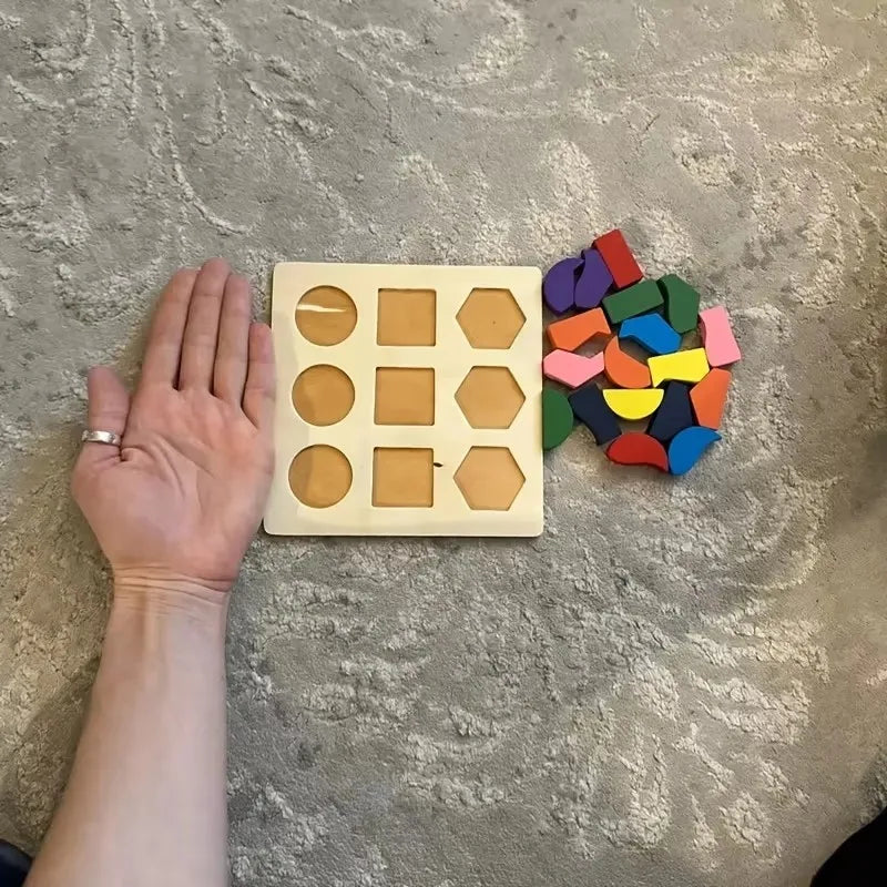 Wooden Montessori Shape Matching Puzzle Board for Kids