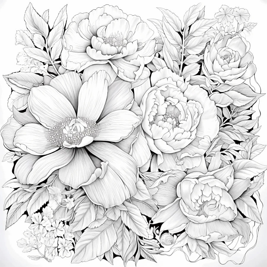 Premium Relaxing Flower Coloring Book for Adults (20 Pages)