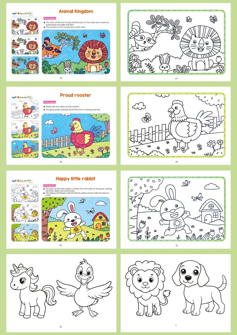 Cartoon Animal Coloring & Drawing Book for Kids