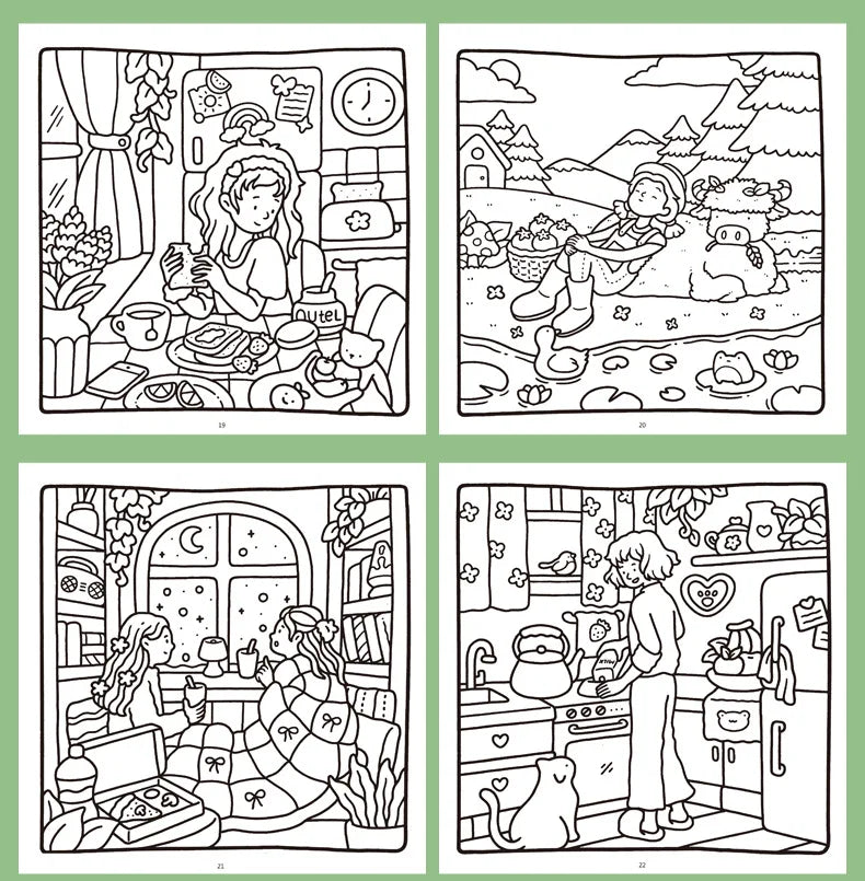 Premium Cozy Friends Coloring Book for Kids - Cute & Comfy Art Pages, Ages 6+