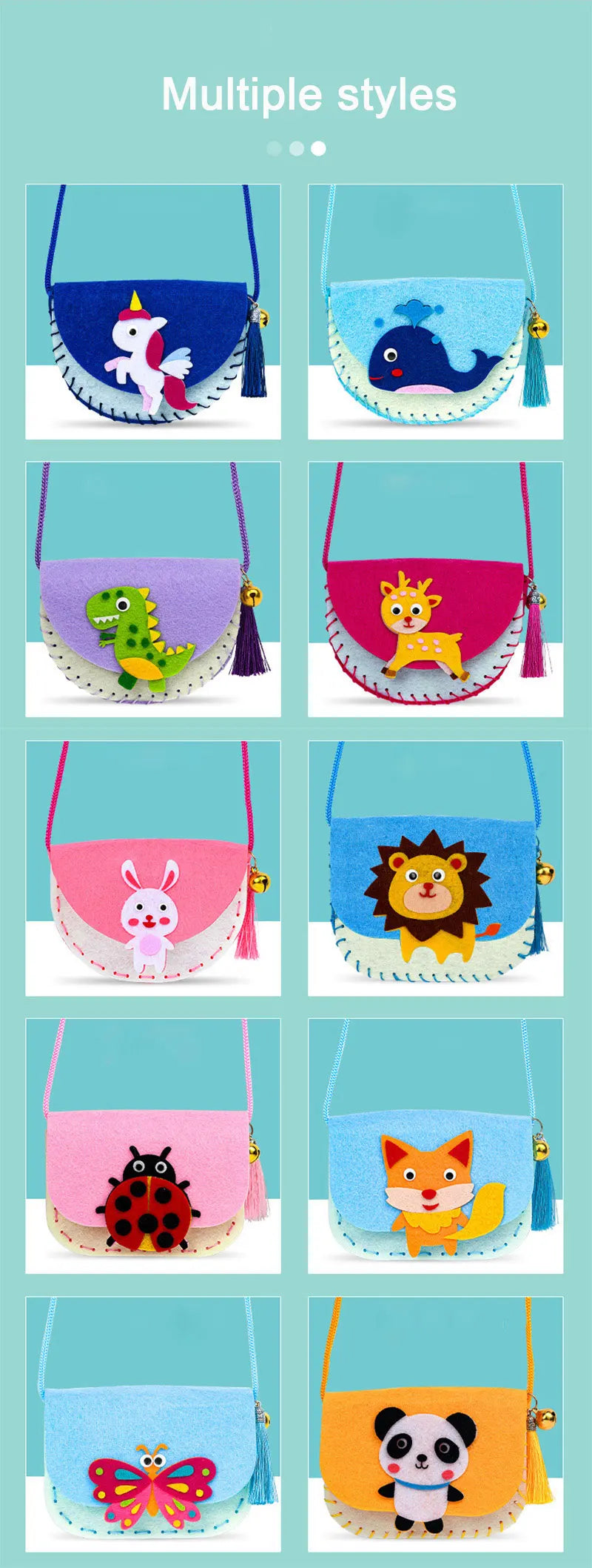 Premium Cartoon Animal Sewing Kit - DIY Threading Dolls Craft Set, Ages 6+