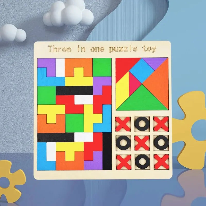 Premium 3 In 1 Wooden Puzzles Color Cognitive Sorting Mathematical Calculation
