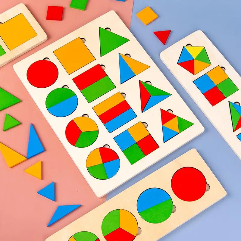 Wooden Montessori Shape Matching Puzzle Board for Kids